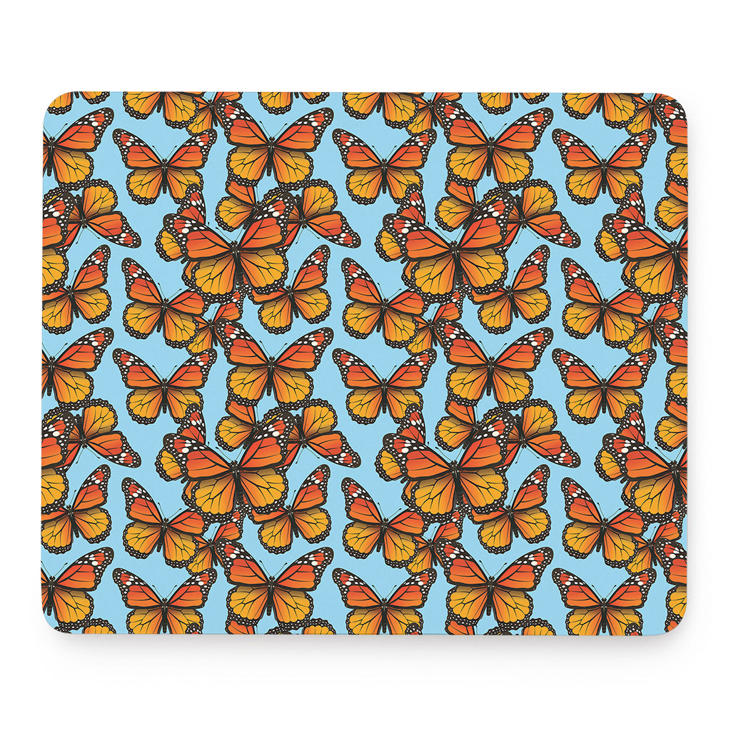 Orange Monarch Butterflies Pattern Print Mouse Pad