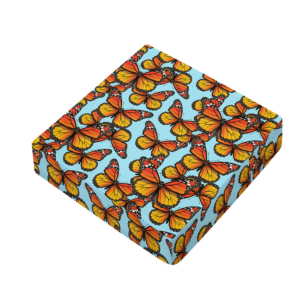 Orange Monarch Butterflies Pattern Print Outdoor Seat Cushion Cover