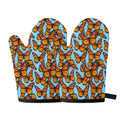 Orange Monarch Butterflies Pattern Print Oven Mitts