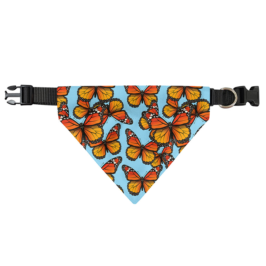 Orange Monarch Butterflies Pattern Print Over The Collar Dog Bandana