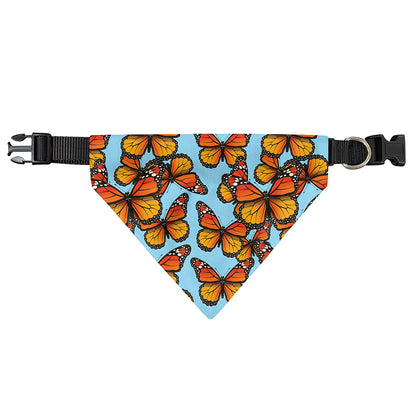 Orange Monarch Butterflies Pattern Print Over The Collar Dog Bandana