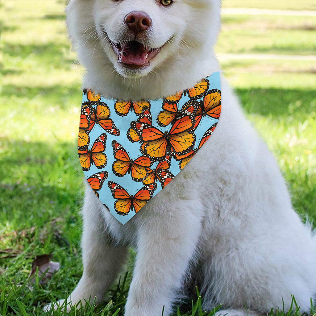 Orange Monarch Butterflies Pattern Print Over The Collar Dog Bandana