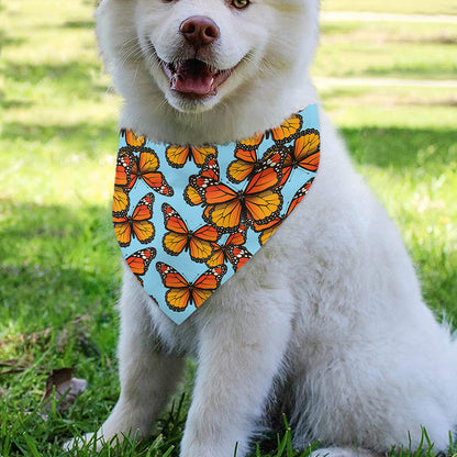 Orange Monarch Butterflies Pattern Print Over The Collar Dog Bandana