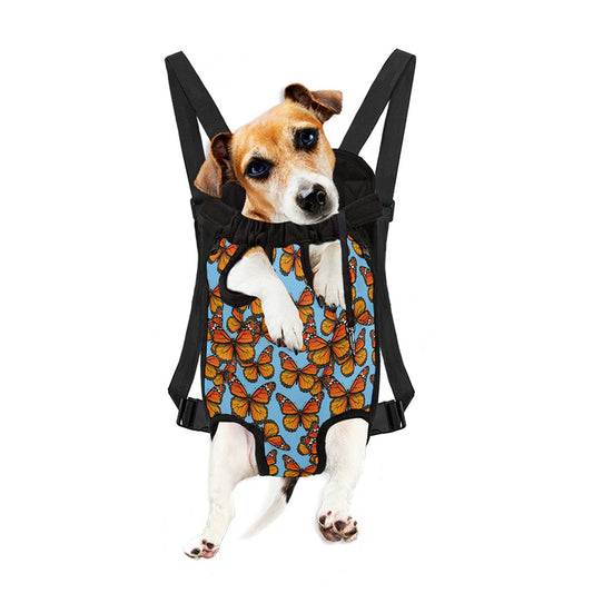 Orange Monarch Butterflies Pattern Print Pet Carrier Backpack