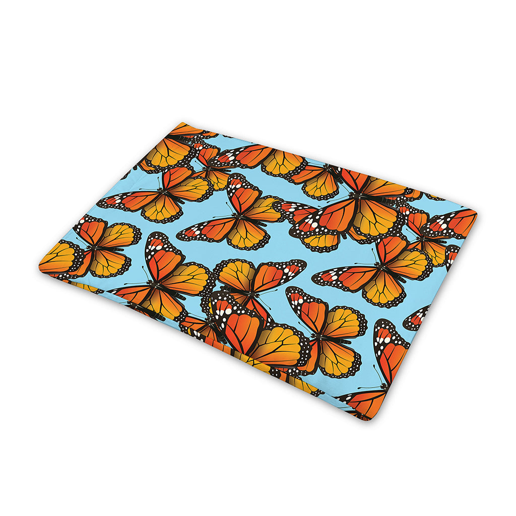 Orange Monarch Butterflies Pattern Print Pet Cooling Mat Cover