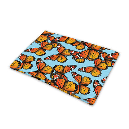 Orange Monarch Butterflies Pattern Print Pet Cooling Mat Cover