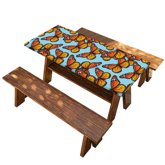 Orange Monarch Butterflies Pattern Print Picnic Table Cover