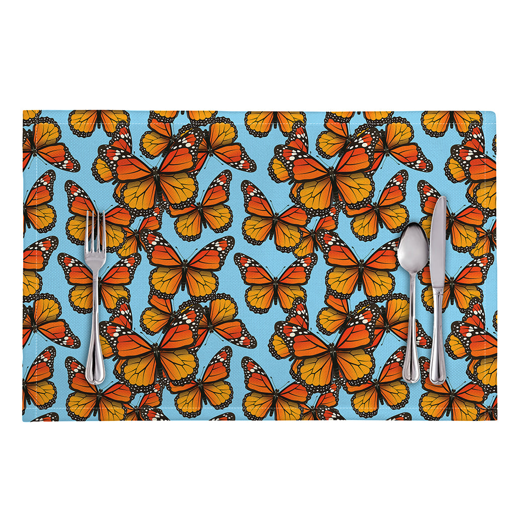 Orange Monarch Butterflies Pattern Print Placemat