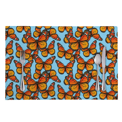 Orange Monarch Butterflies Pattern Print Placemat
