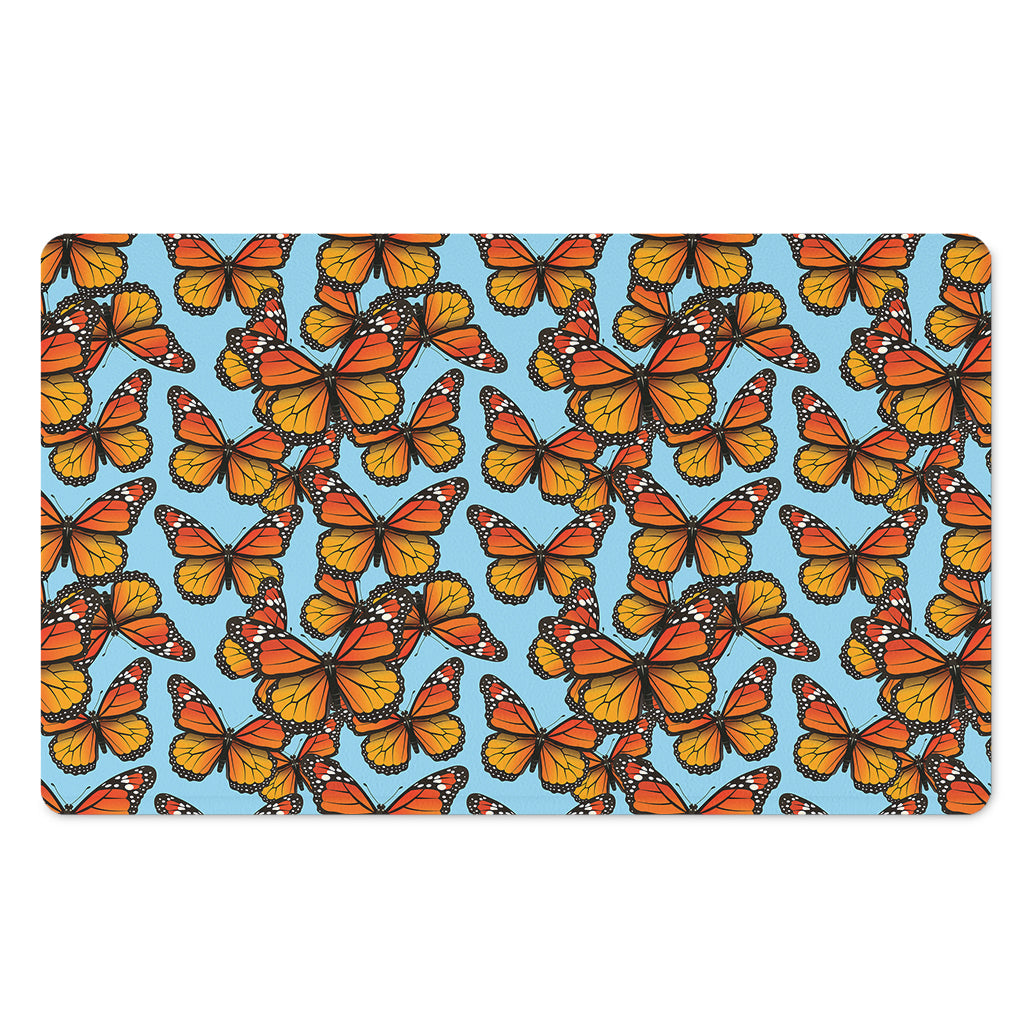 Orange Monarch Butterflies Pattern Print Polyester Doormat