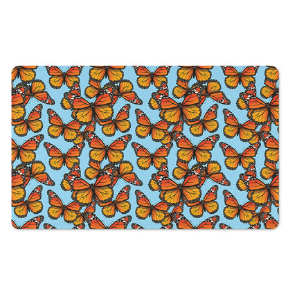 Orange Monarch Butterflies Pattern Print Polyester Doormat
