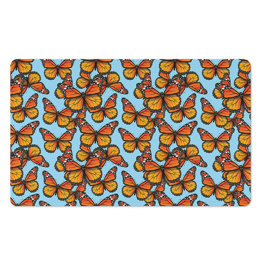 Orange Monarch Butterflies Pattern Print Polyester Doormat