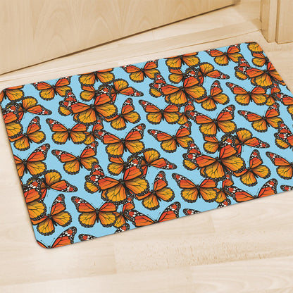 Orange Monarch Butterflies Pattern Print Polyester Doormat