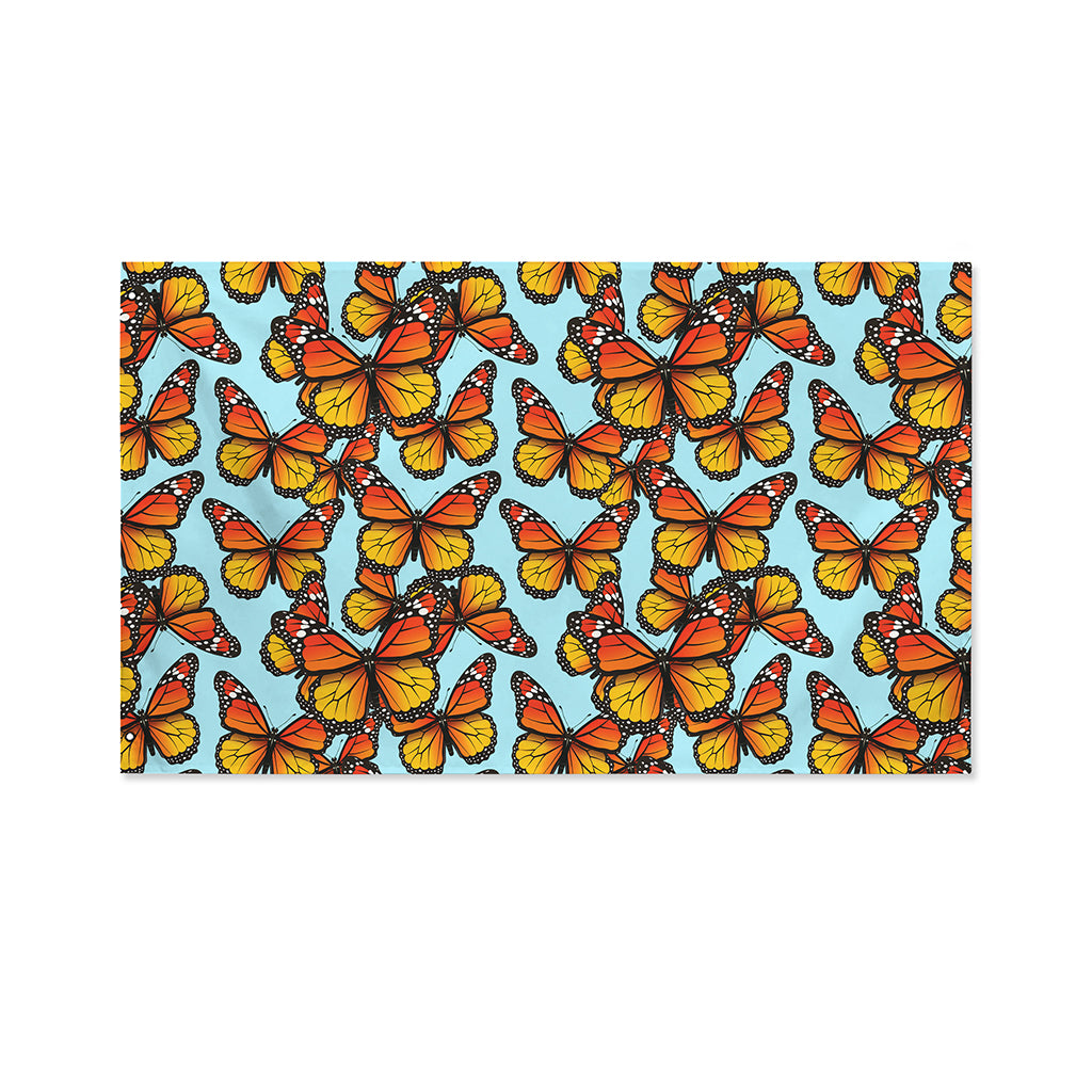 Orange Monarch Butterflies Pattern Print Polyester Flag