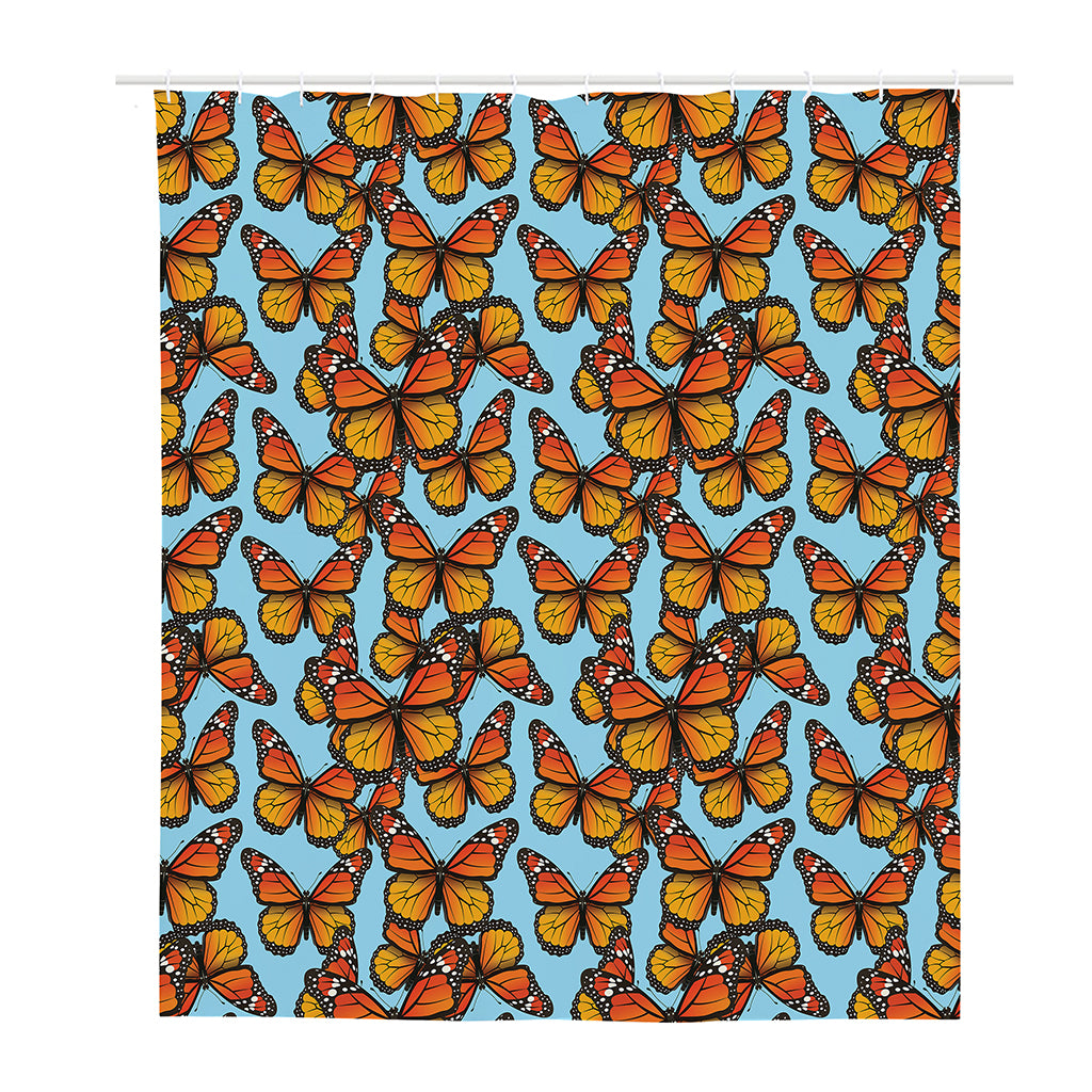 Orange Monarch Butterflies Pattern Print Polyester Shower Curtain