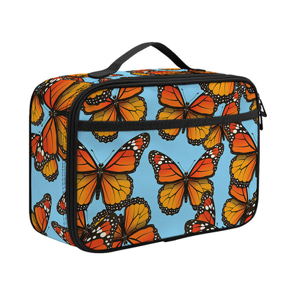 Orange Monarch Butterflies Pattern Print Portable Lunch Bag
