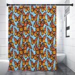 Orange Monarch Butterflies Pattern Print Premium Shower Curtain