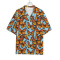 Orange Monarch Butterflies Pattern Print Rayon Hawaiian Shirt