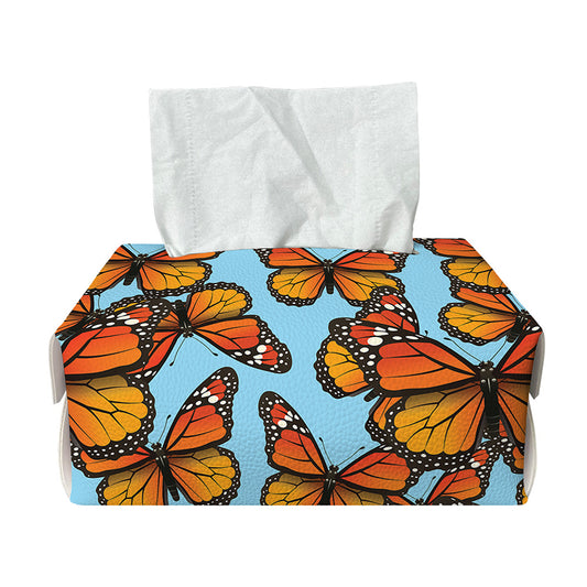 Orange Monarch Butterflies Pattern Print Rectangle Tissue Box Cover