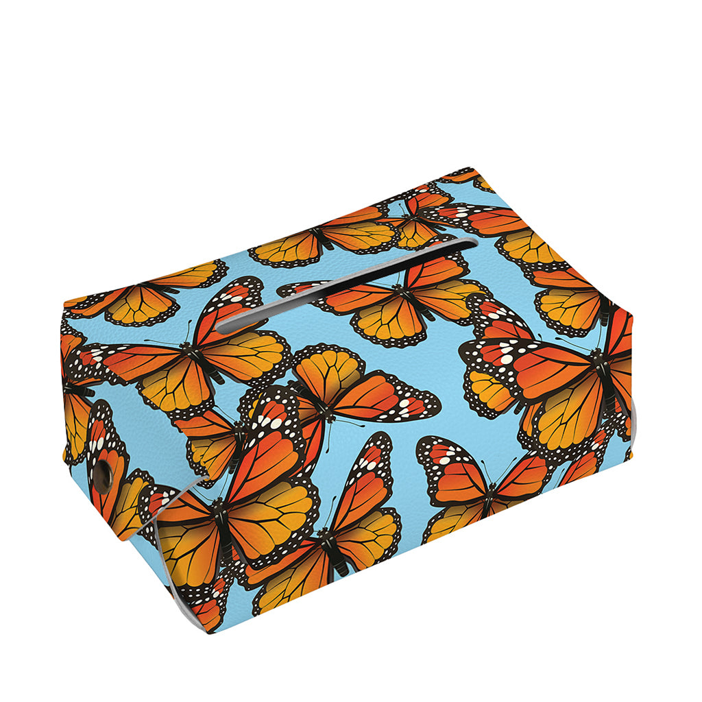 Orange Monarch Butterflies Pattern Print Rectangle Tissue Box Cover
