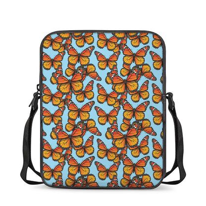 Orange Monarch Butterflies Pattern Print Rectangular Crossbody Bag