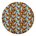 Orange Monarch Butterflies Pattern Print Round Blanket