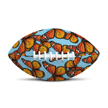 Orange Monarch Butterflies Pattern Print Rugby Ball