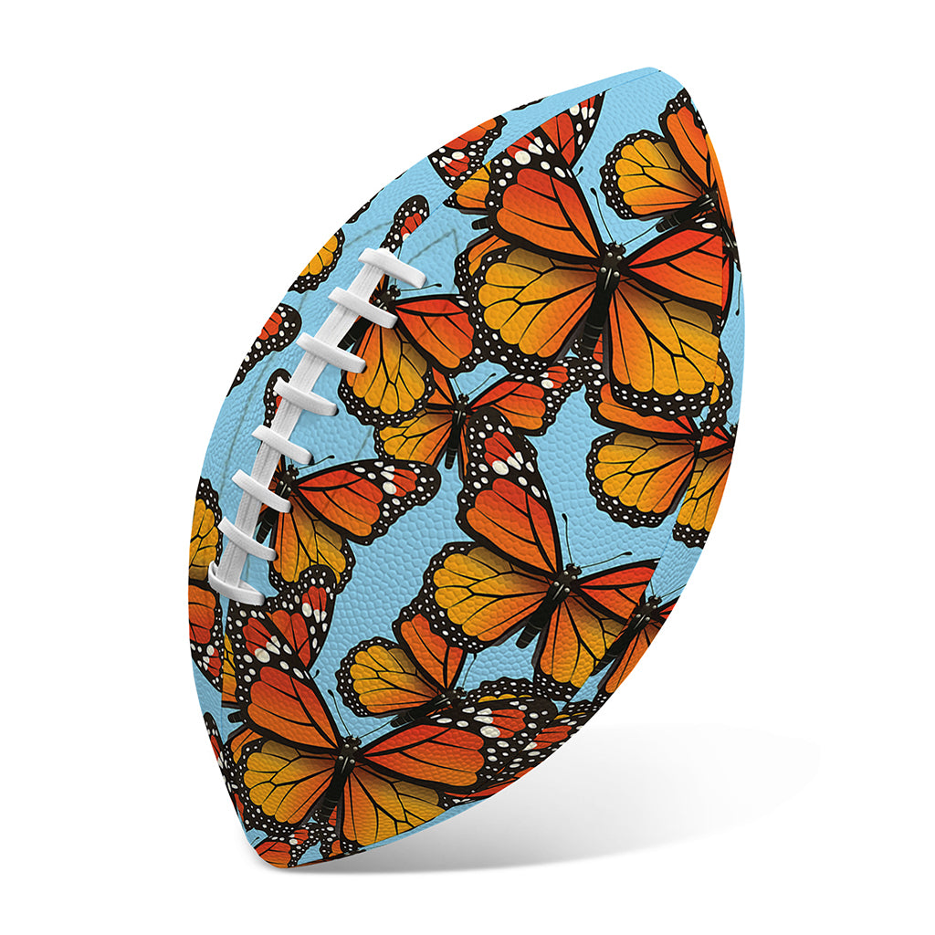 Orange Monarch Butterflies Pattern Print Rugby Ball