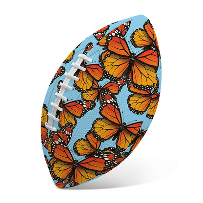 Orange Monarch Butterflies Pattern Print Rugby Ball