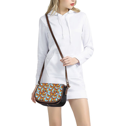 Orange Monarch Butterflies Pattern Print Saddle Bag