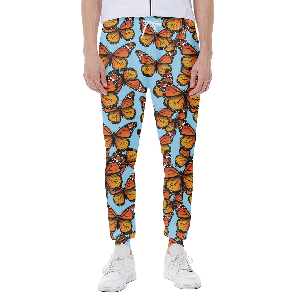 Orange Monarch Butterflies Pattern Print Scuba Joggers