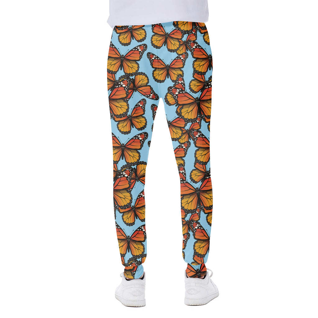 Orange Monarch Butterflies Pattern Print Scuba Joggers