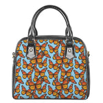 Orange Monarch Butterflies Pattern Print Shoulder Handbag