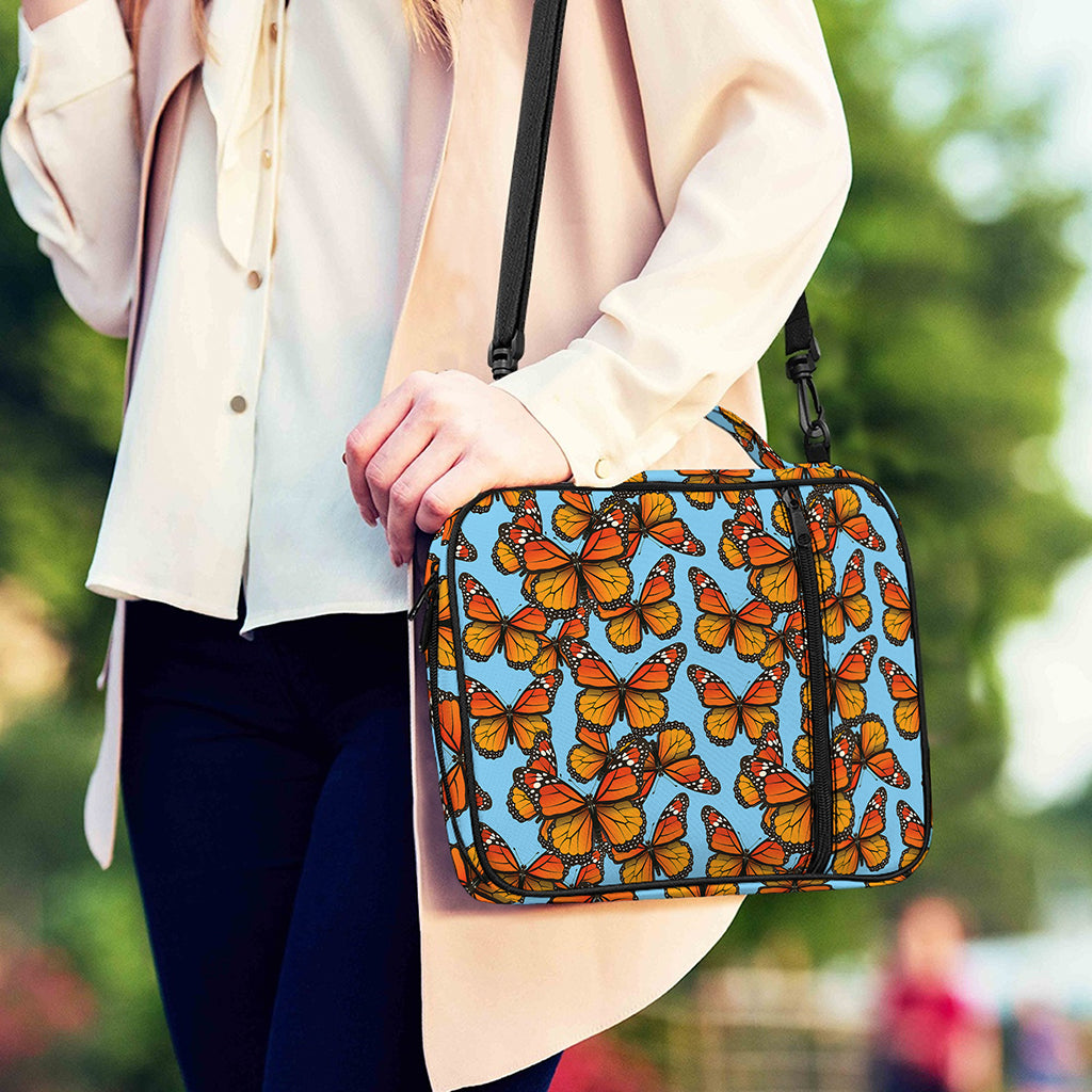 Orange Monarch Butterflies Pattern Print Shoulder Strap Bible Bag