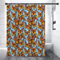 Orange Monarch Butterflies Pattern Print Shower Curtain