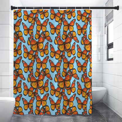 Orange Monarch Butterflies Pattern Print Shower Curtain