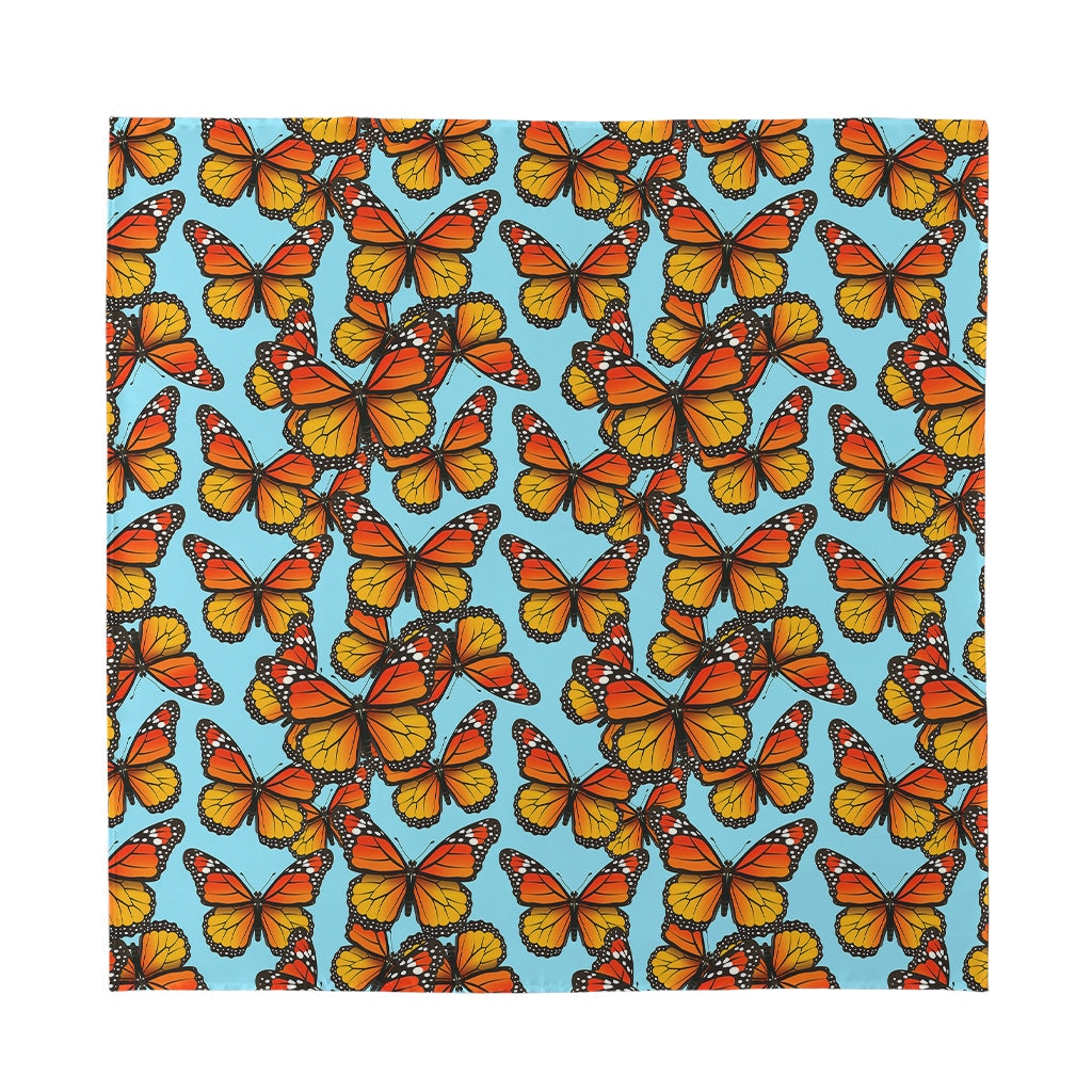 Orange Monarch Butterflies Pattern Print Silk Bandana