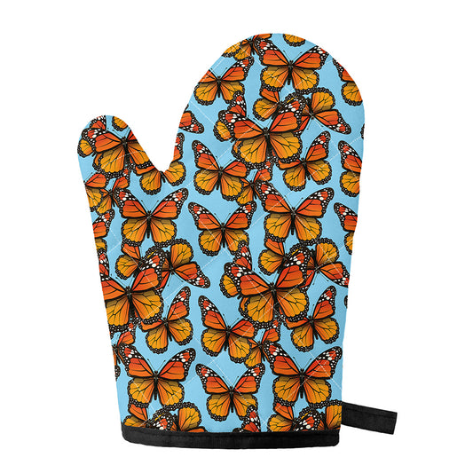 Orange Monarch Butterflies Pattern Print Single Oven Mitt