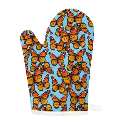 Orange Monarch Butterflies Pattern Print Single Oven Mitt