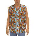 Orange Monarch Butterflies Pattern Print Sleeveless Baseball Jersey