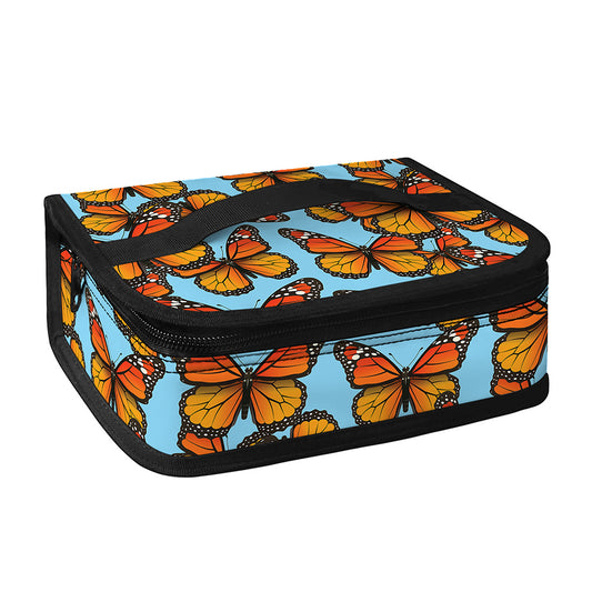 Orange Monarch Butterflies Pattern Print Small Lunch Bag