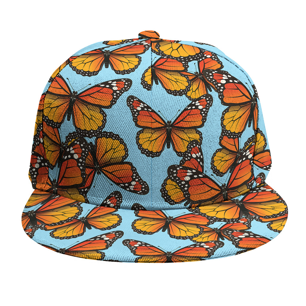 Orange Monarch Butterflies Pattern Print Snapback Cap