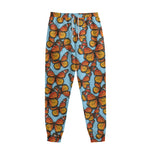 Orange Monarch Butterflies Pattern Print Sweatpants