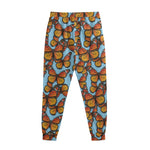 Orange Monarch Butterflies Pattern Print Sweatpants
