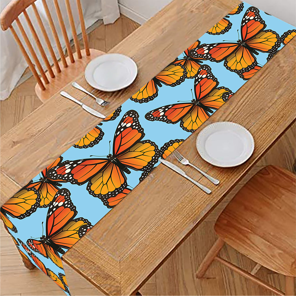 Orange Monarch Butterflies Pattern Print Table Runner