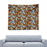 Orange Monarch Butterflies Pattern Print Tapestry