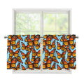 Orange Monarch Butterflies Pattern Print Tier Curtains