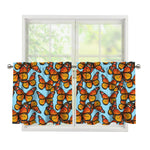 Orange Monarch Butterflies Pattern Print Tier Curtains