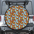 Orange Monarch Butterflies Pattern Print Tire Cover