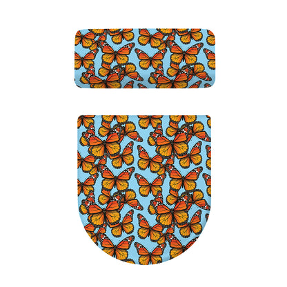 Orange Monarch Butterflies Pattern Print Toilet Lid And Tank Cover Set